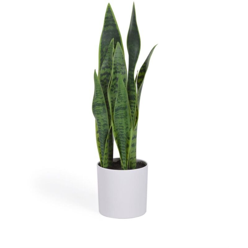 Kave Home - Plante artificielle Sansevieria avec pot blanc 55 cm