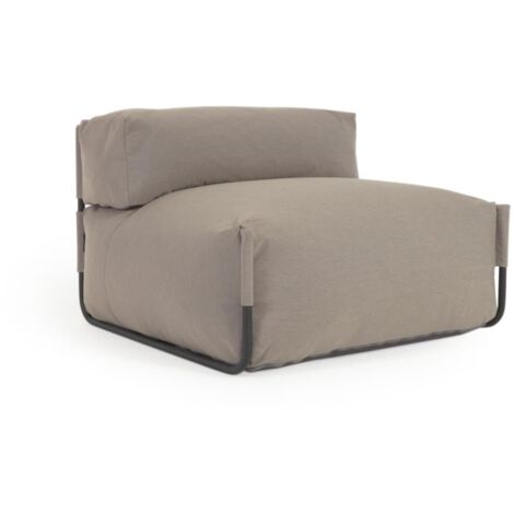 Pouf divano modulare longue outdoor Square grigio scuro e alluminio nero  165x101 cm