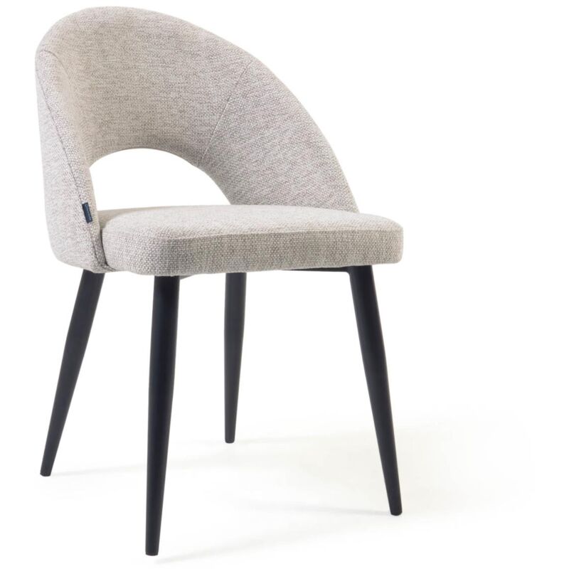 Sedia Mael beige e gambe in metallo con finiture