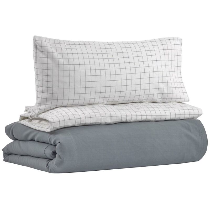 

Set Alay funda nórdica, bajera y funda almohada algodón orgánico GOTS cuadros 70 x 140 cm - Kave Home