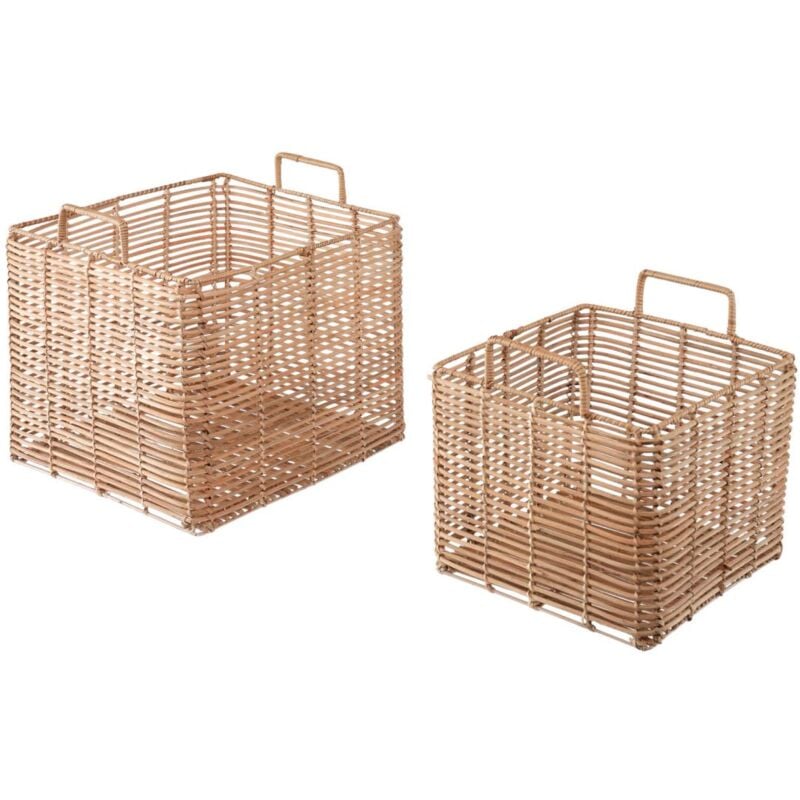 Set Dalina di 2 ceste quadrate 100% rattan - Kave Home