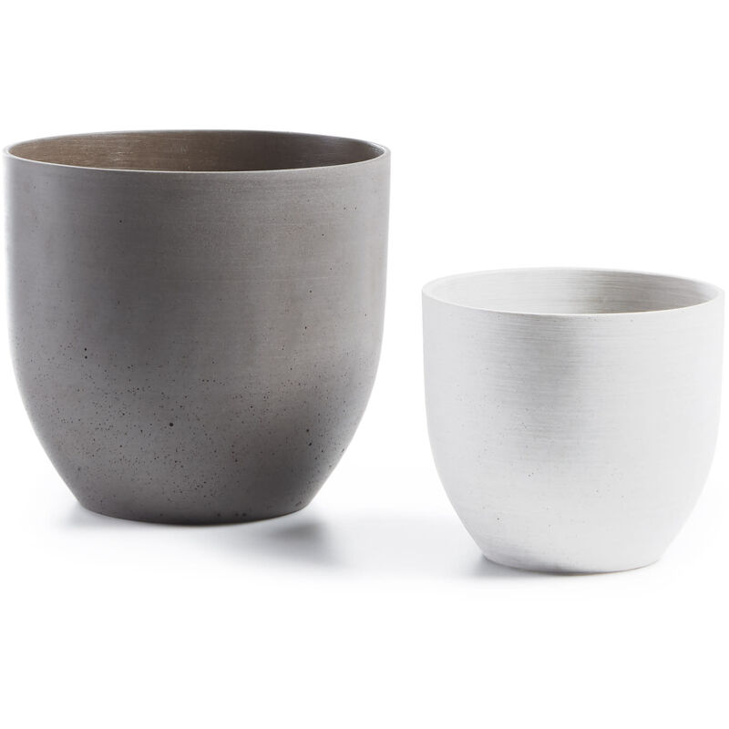 

Kave Home - Set de 2 maceteros Lula blanco y gris de cemento para interior y exterior