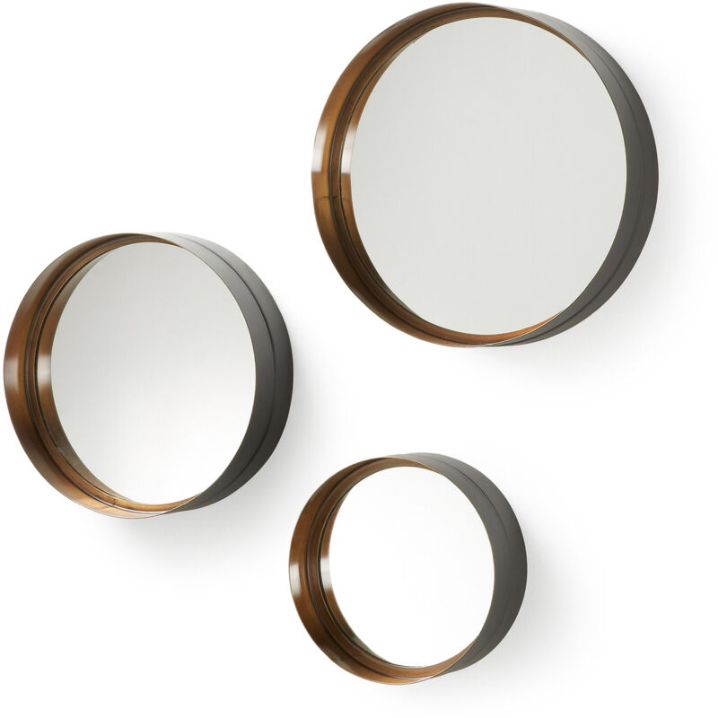 

Set de 3 espejos de pared Wilton redondos Ø 35 / Ø 30 / Ø 23 cm de metal - Kave Home