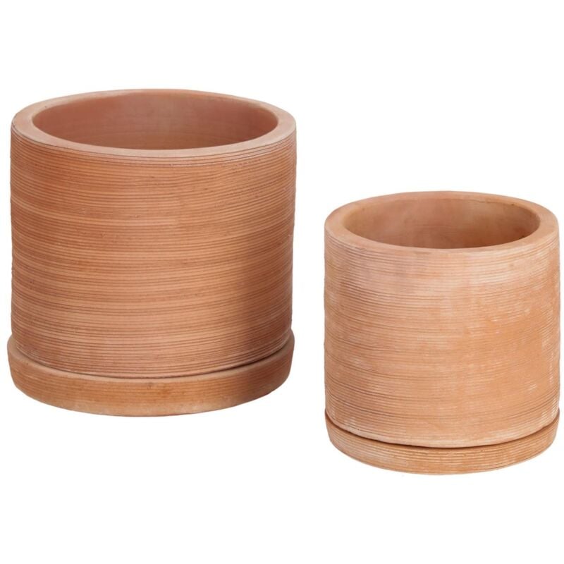

Kave Home - Set Karlina de 2 macetas con plato de terracota Ø 33 cm / Ø 24 cm