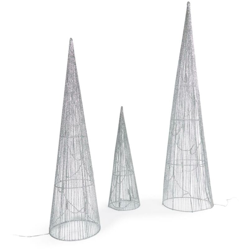

Set Marleen de 3 conos árbol luminosos gris 40 cm 60 cm 80 cm - Kave Home