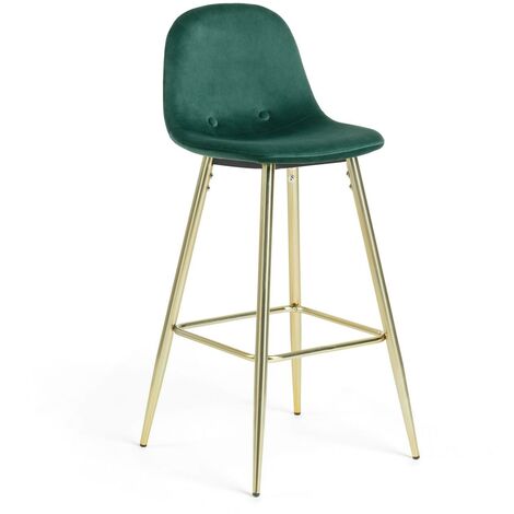Kave Home - Sgabello Nolite velluto verde altezza 75 cm - Verde