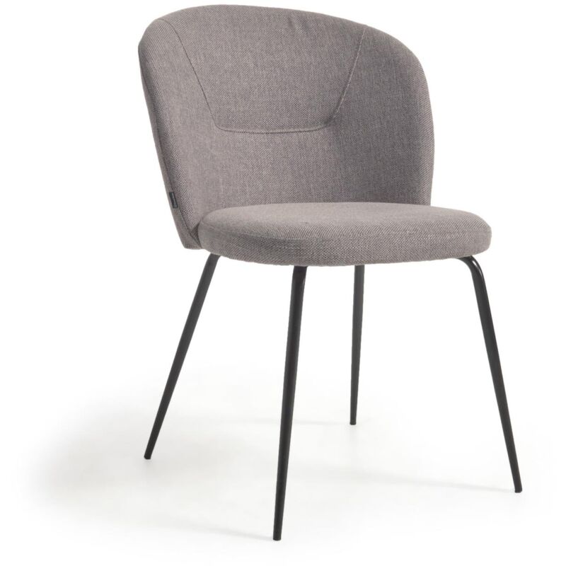 

Kave Home - Silla Anoha gris y metal con acabado negro