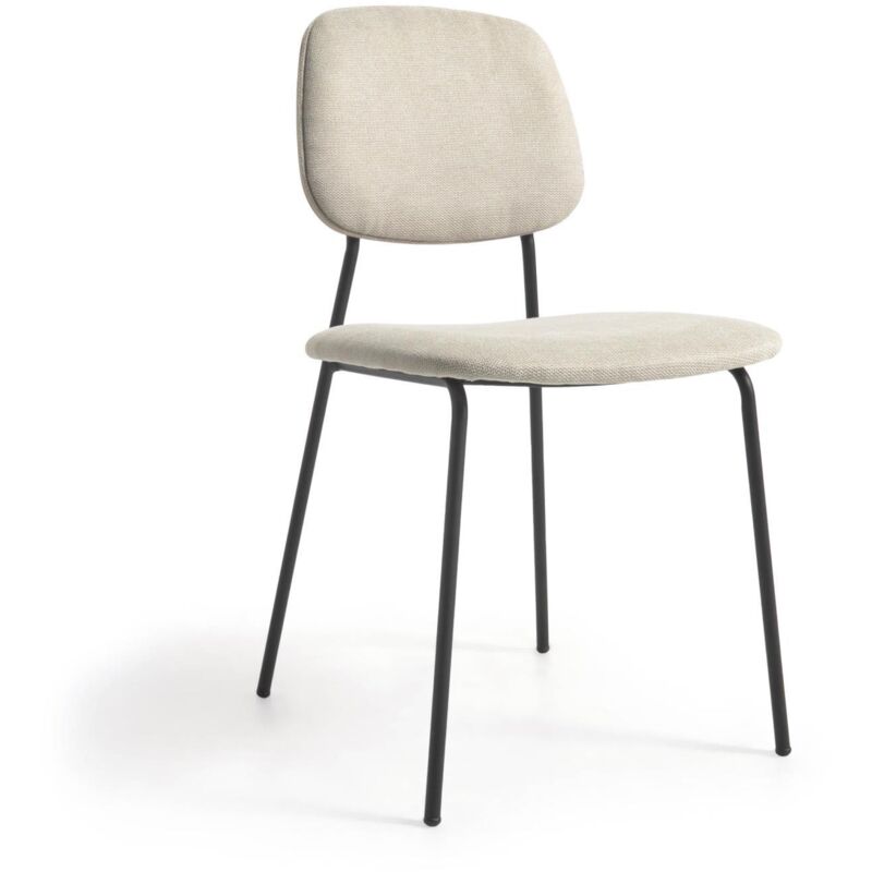 

Silla Benilda beige, chapa de roble y acero con acabado negro - Kave Home