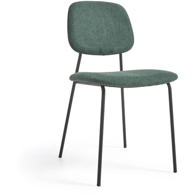 

Silla Benilda verde oscuro, chapa de roble y acero con acabado negro - Kave Home