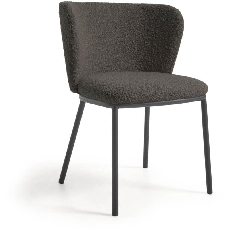 

Silla Ciselia de borrego negro y metal negro - Kave Home