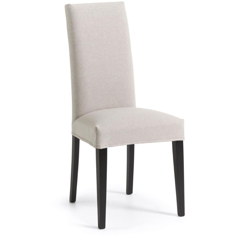 

Silla de comedor Freda beige desenfundable con patas de madera maciza en negro - Kave Home