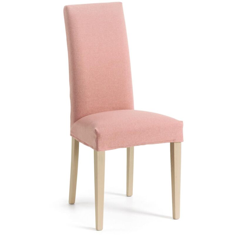 

Silla de comedor Freda rosa desenfundable con patas de madera maciza - Kave Home