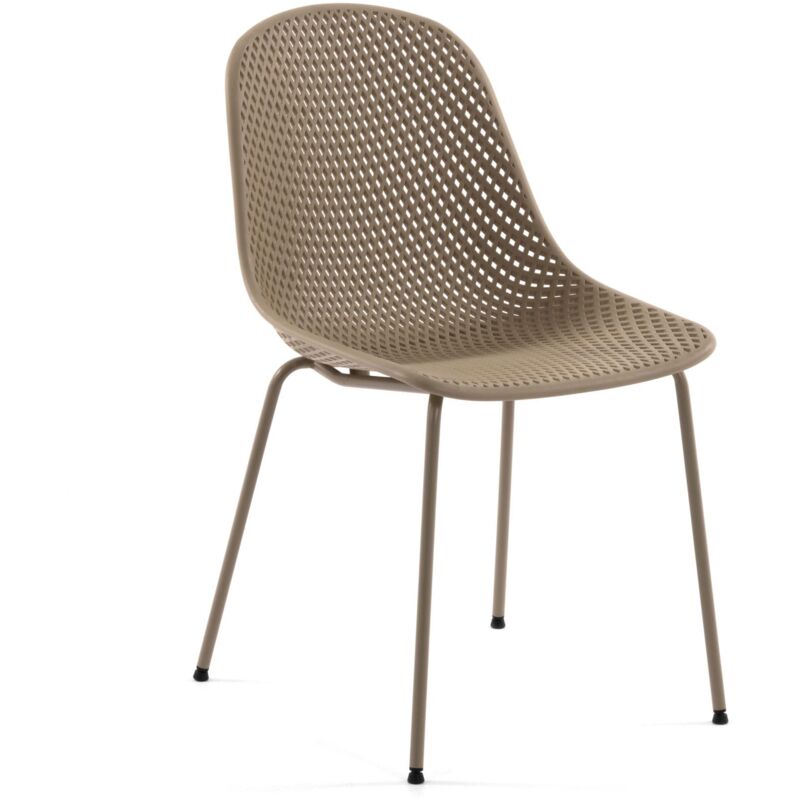 

Kave Home - Silla de comedor Quinby beige de plástico y patas de acero en beige