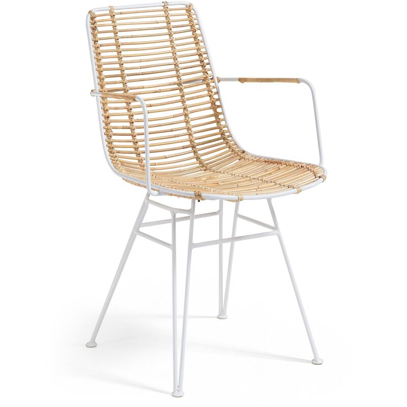 

Silla de comedor Tishana de ratán y estructura de acero en blanco - Kave Home