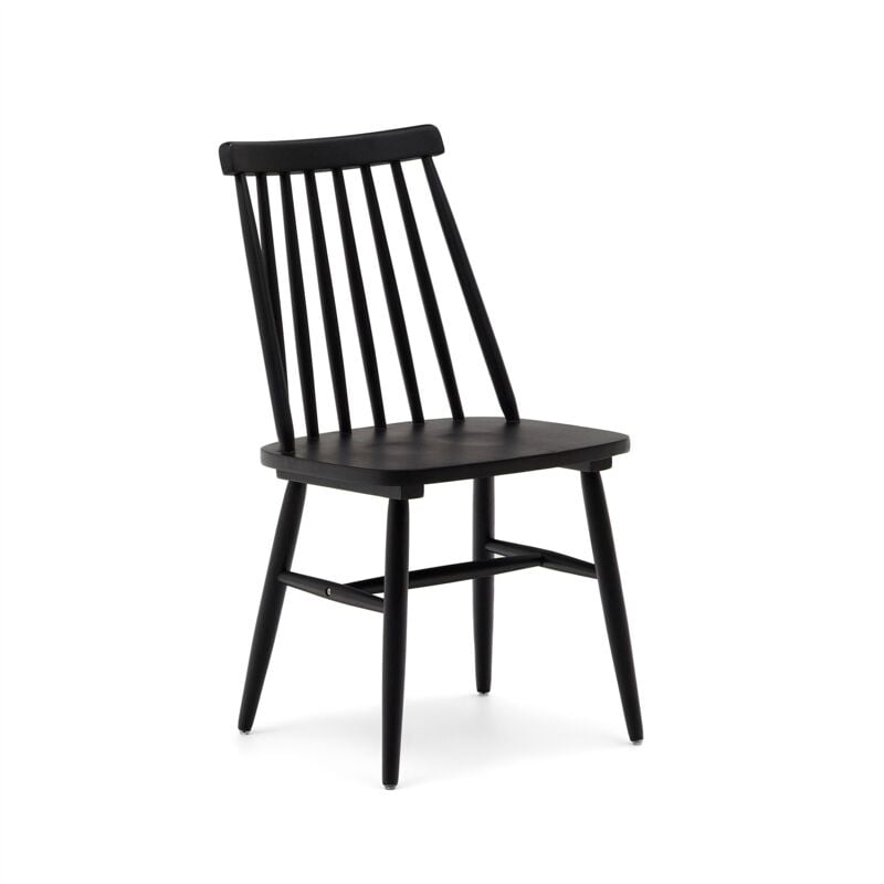 

Silla de comedor Tressia negra de madera maciza de caucho - Kave Home