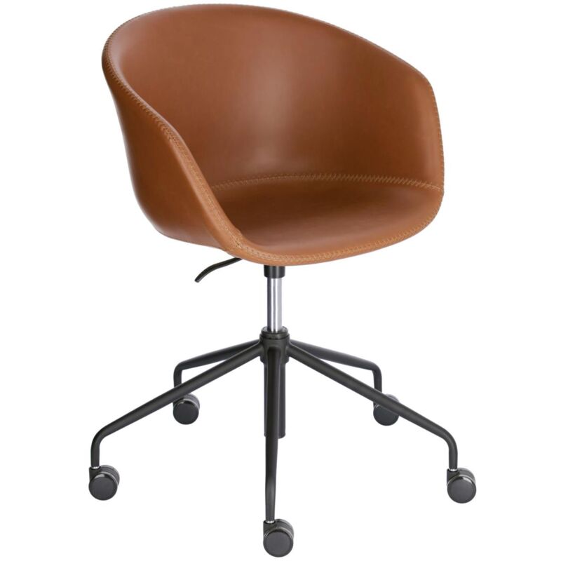 

Silla de escritorio Yvette piel marrón - Kave Home