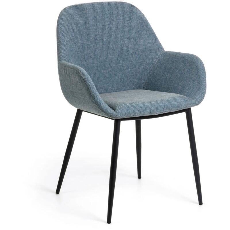 

Silla Konna azul claro y patas de acero acabado pintado negro - Kave Home