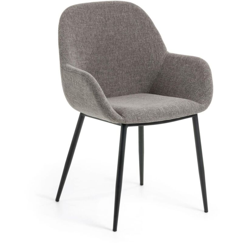 

Kave Home - Silla Konna gris claro y patas de acero acabado pintado negro
