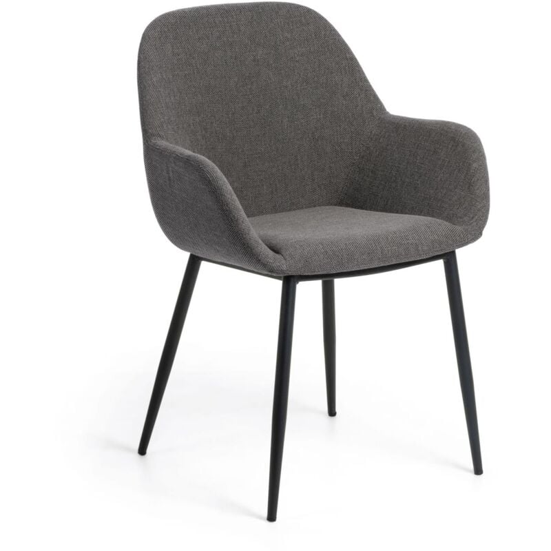 

Silla Konna gris oscuro y patas de acero acabado pintado negro - Kave Home