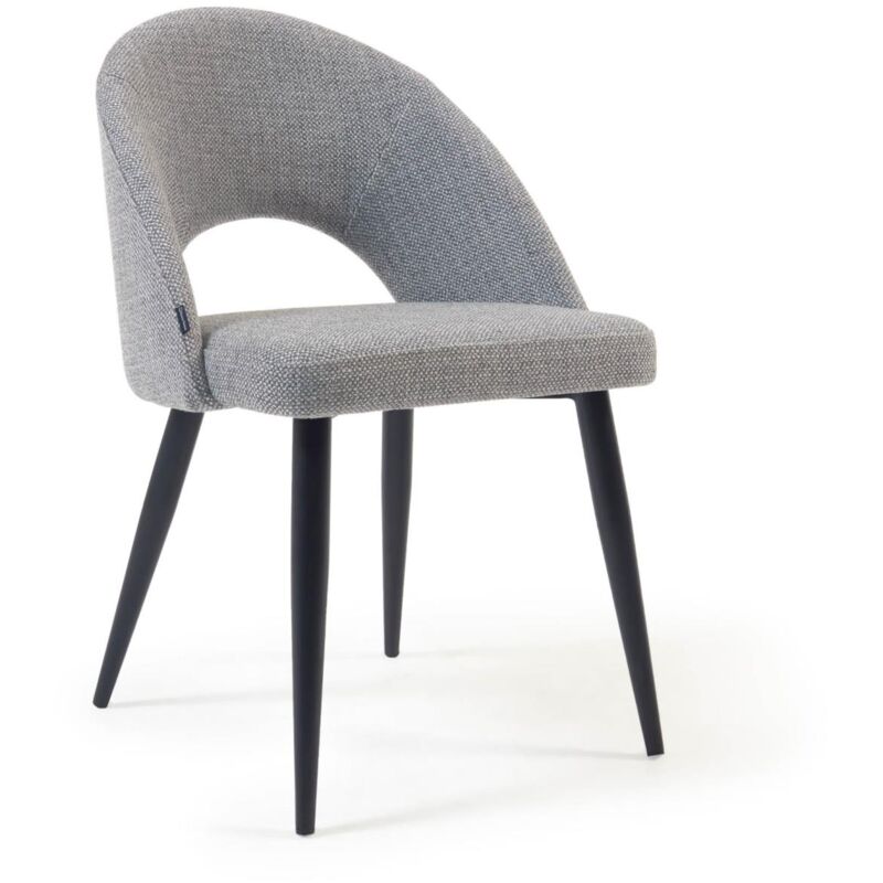 

Silla Mael gris claro y patas de acero con acabado negro - Kave Home