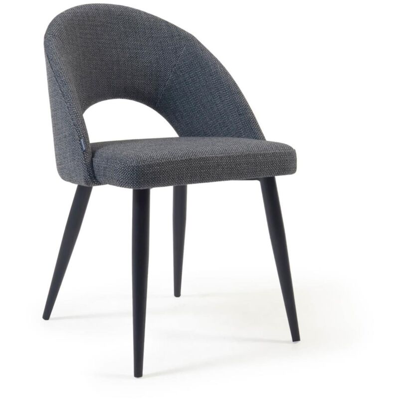 

Silla Mael gris oscuro y patas de acero con acabado negro - Kave Home
