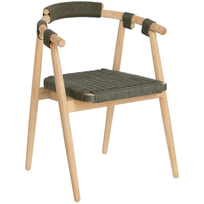 

Silla Majela de madera maciza de eucalipto acabado efecto roble y cuerda verde FSC 100% - Kave Home