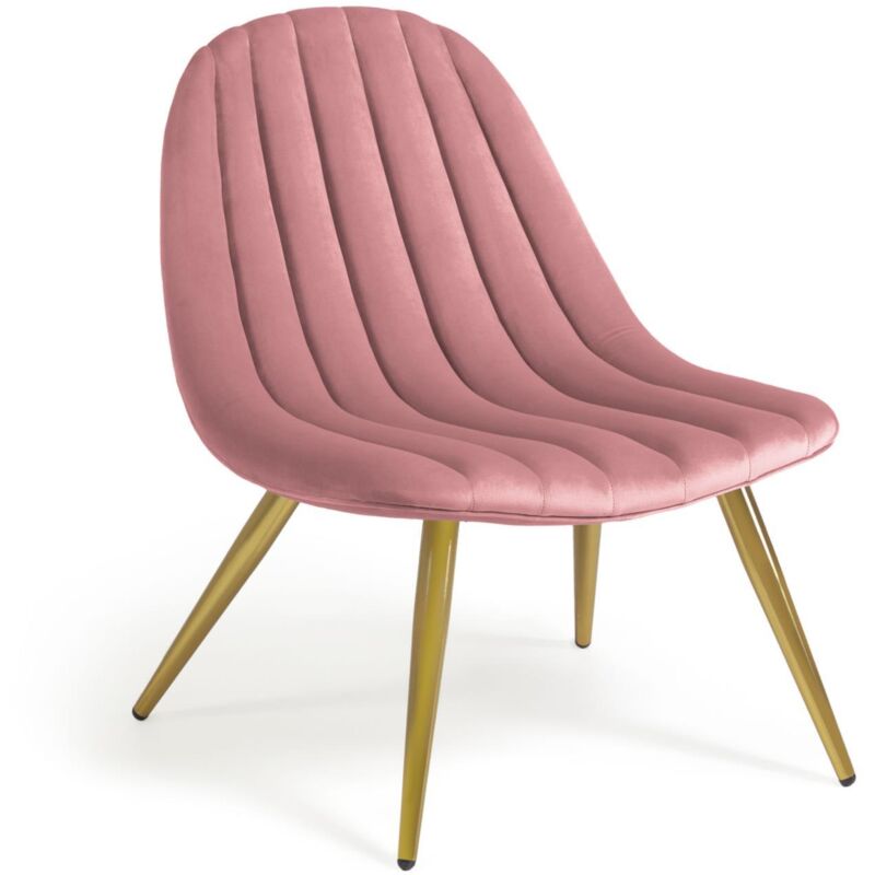 

Kave Home - Silla Marlene terciopelo rosa patas acero acabado dorado