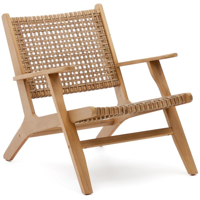 

Kave Home - Sillón Grignoon con reposabrazos de ratán y estructura de madera maciza de acacia para interior y exterior