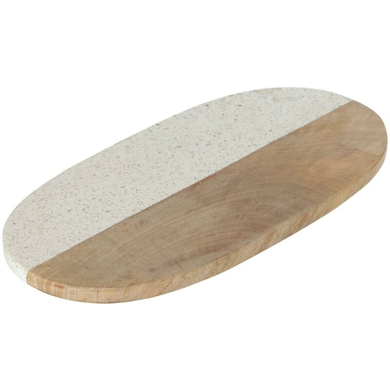 

Kave Home - Tabla de servir Augustine de mármol blanco y madera de mango