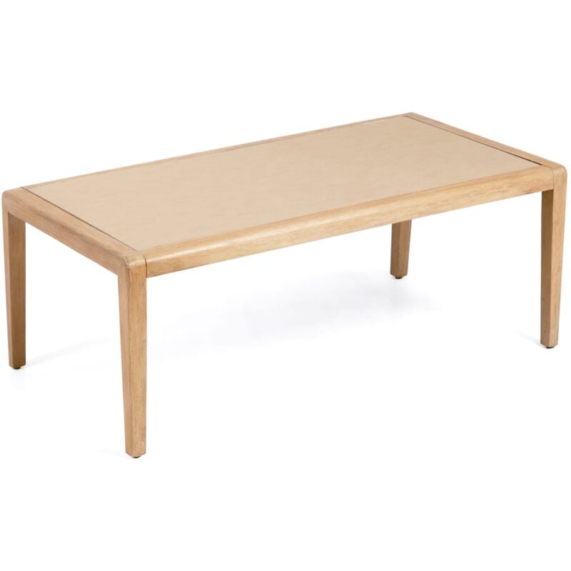 Table basse Better en polyconcrete beige et bois d'acacia 120 x 70 cm fsc 100% - Kave Home