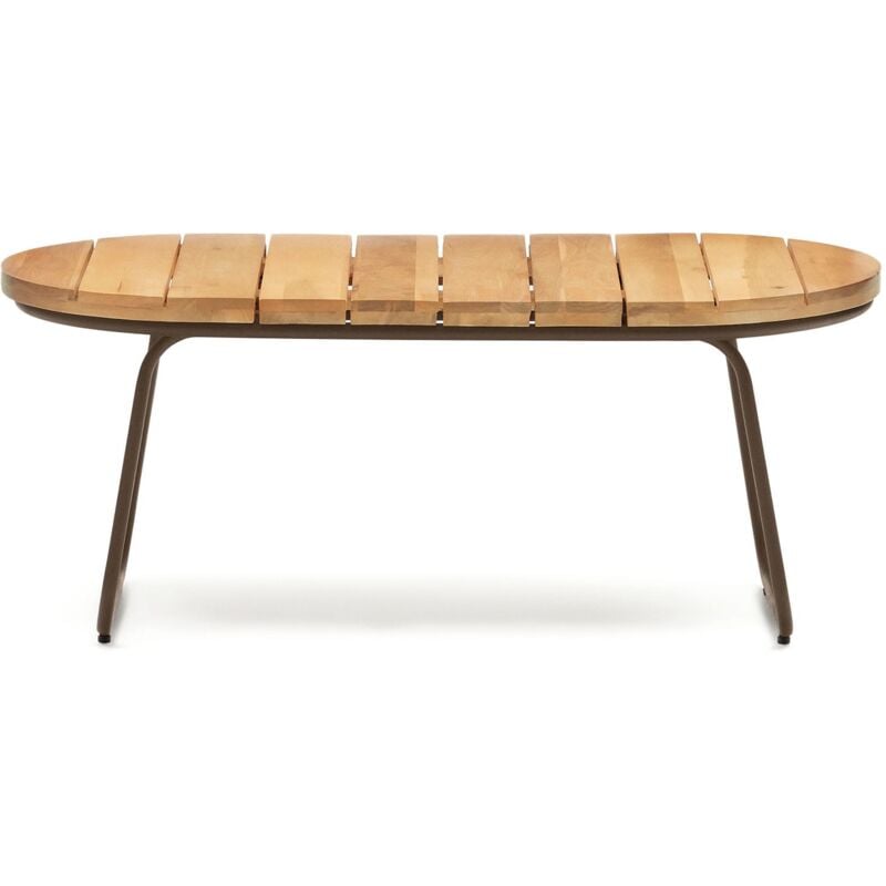 Table basse d'extérieur Salguer bois acacia massif acier marron ø 100 x 50cm fsc 100% - Kave Home