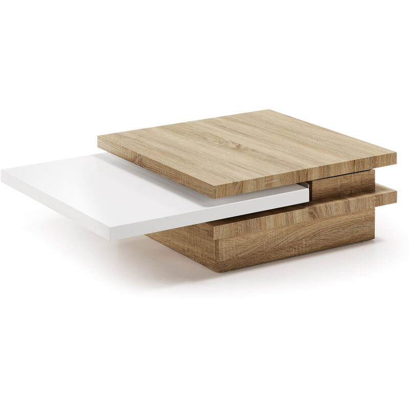 Kave Home - Table basse extensible Kiu 70 (106) x 70 cm en bois - Naturel