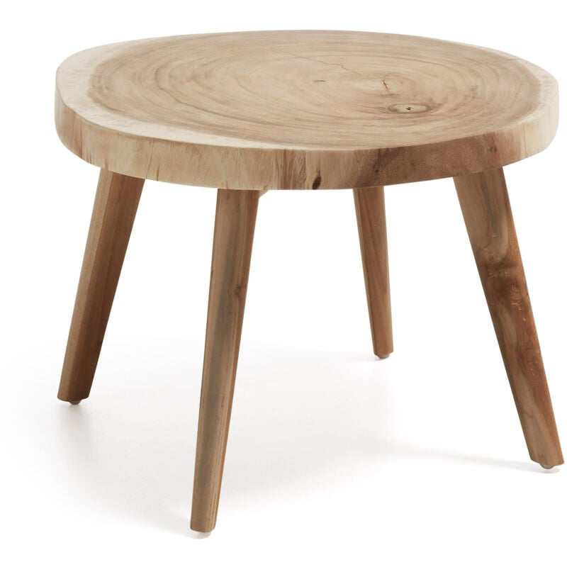 Kave Home - Table d'appoint Wellcres ronde ø 65 cm en bois massif de mungur pour usage intérieur et extérieur