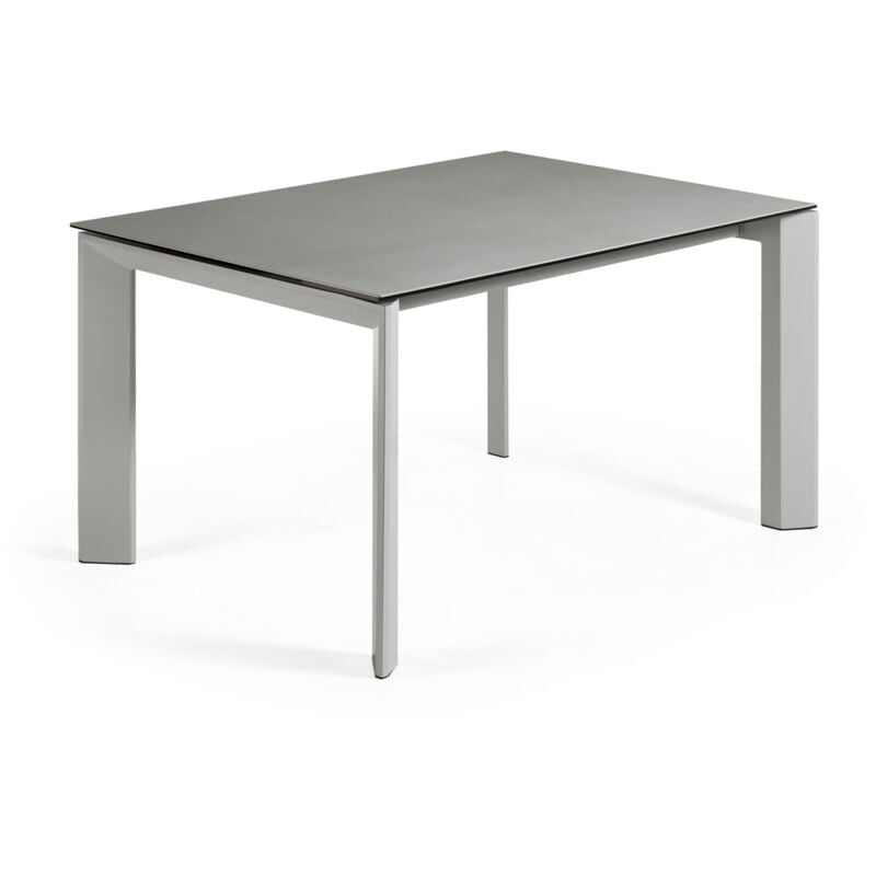 Table de salle à manger extensible Axis rectangulaire 140 (200) x 90 cm en porcelaine Hydra Plomo avec pieds en acier gris - Kave Home