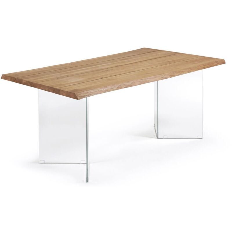 Table Lotty en contreplaqué de chêne finition naturelle et pieds en verre 160 x 90 cm - Kave Home