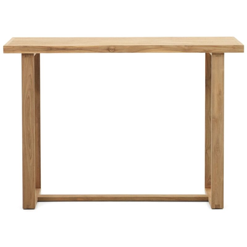 Table haute 100 % d'extérieur Canadell en bois de teck massif recyclé 140 x 70 cm - Kave Home