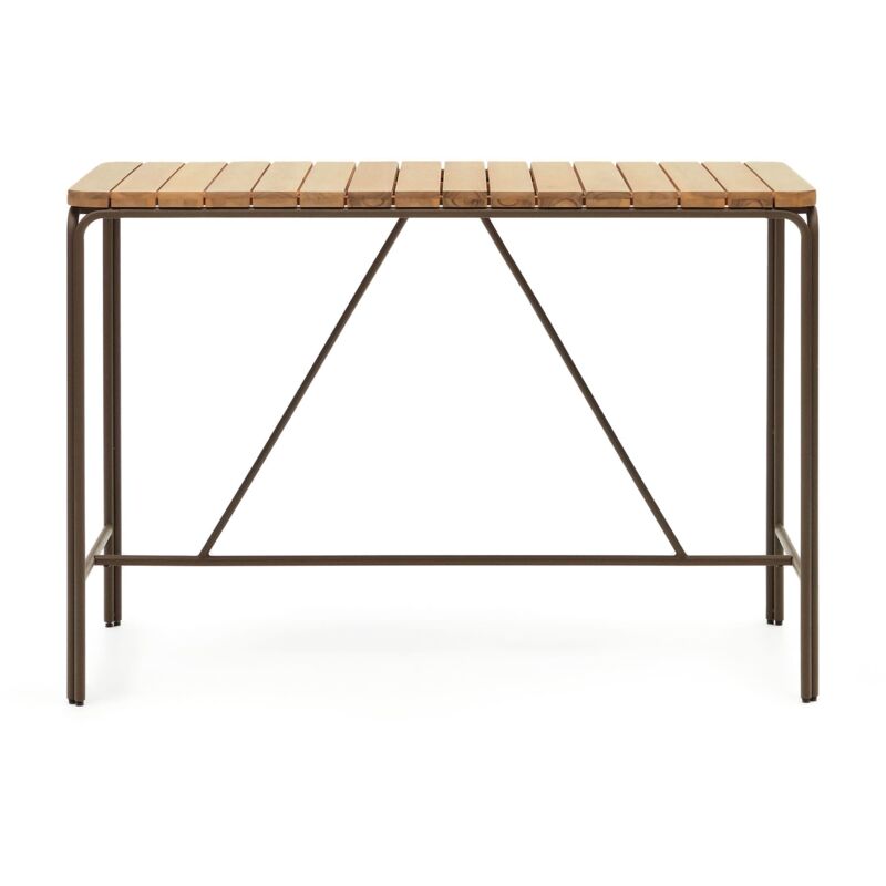Table haute d'extérieur Salguer bois acacia massif acier marron 140 x 70 cm fsc 100% - Kave Home