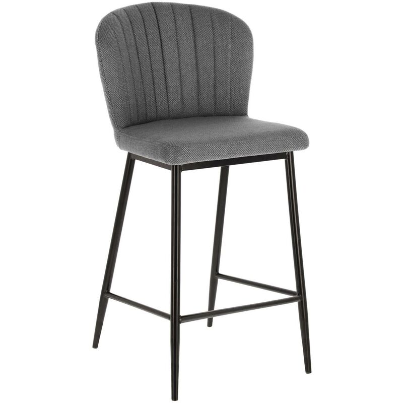 

Taburete alto de bar Madge gris claro 68 cm con respaldo y patas de acero en negro - Kave Home