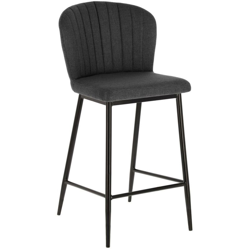 

Kave Home - Taburete alto de bar Madge gris oscuro 68 cm con respaldo y patas de acero en negro