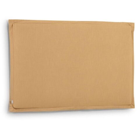 Kave Home - Tanit Bettkopfteil mit abnehmbarem Bezug aus Leinen senfgelb für Bett von 160 cm