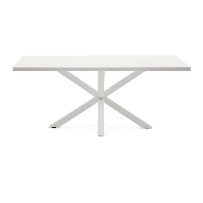 Image of Tavolo Argo di melammina con finitura bianca e gambe in acciaio con finitura bianca 200 x - Kave Home