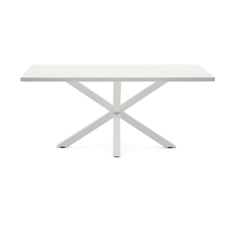 Image of Tavolo Argo di melammina con finitura bianca e gambe in acciaio con finitura bianca 180 x - Kave Home