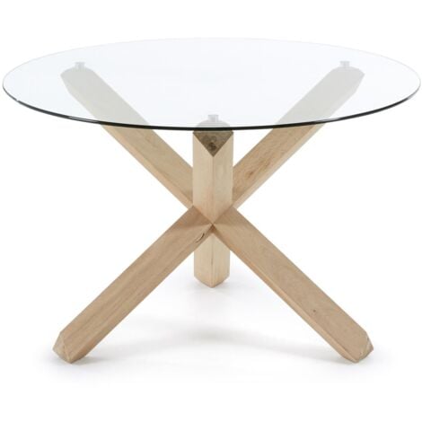 ARTS tavolino 110x55 cm piano in legno massello e gambe in vetro cristallo  12 mm design casa