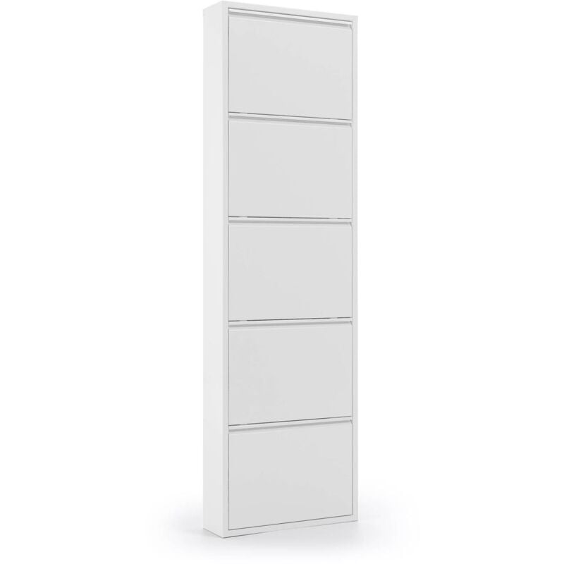 

Kave Home - Zapatero Bogotá blanco de acero con 5 compartimentos para 15 pares de zapatos