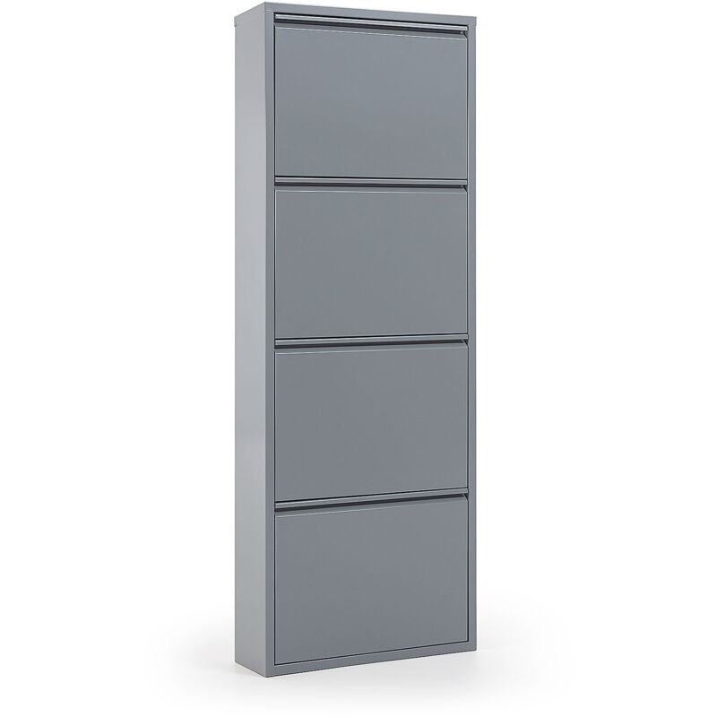 

Zapatero Ode gris de acero con 4 compartimentos para 12 pares de zapatos - Kave Home
