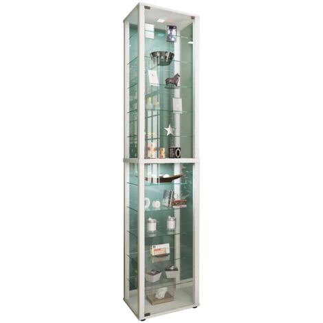 KavisaXXL Vitrinenschrank 2 Glastüren weiß.