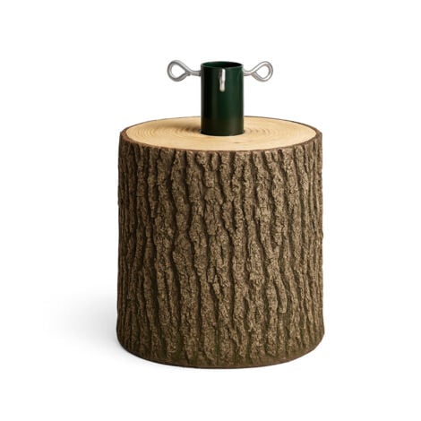 FRANKYSTAR Kawaki S - Base en tronc pour sapin de Noël de 120 à 240 cm H31 cm Effet écorce réaliste