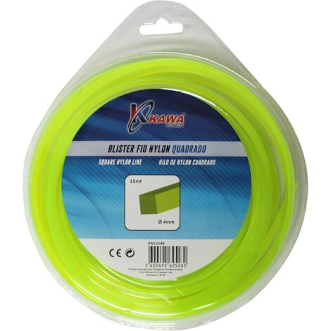 Kawapower Hilo de nylon cuadrado 4 mm 15 m