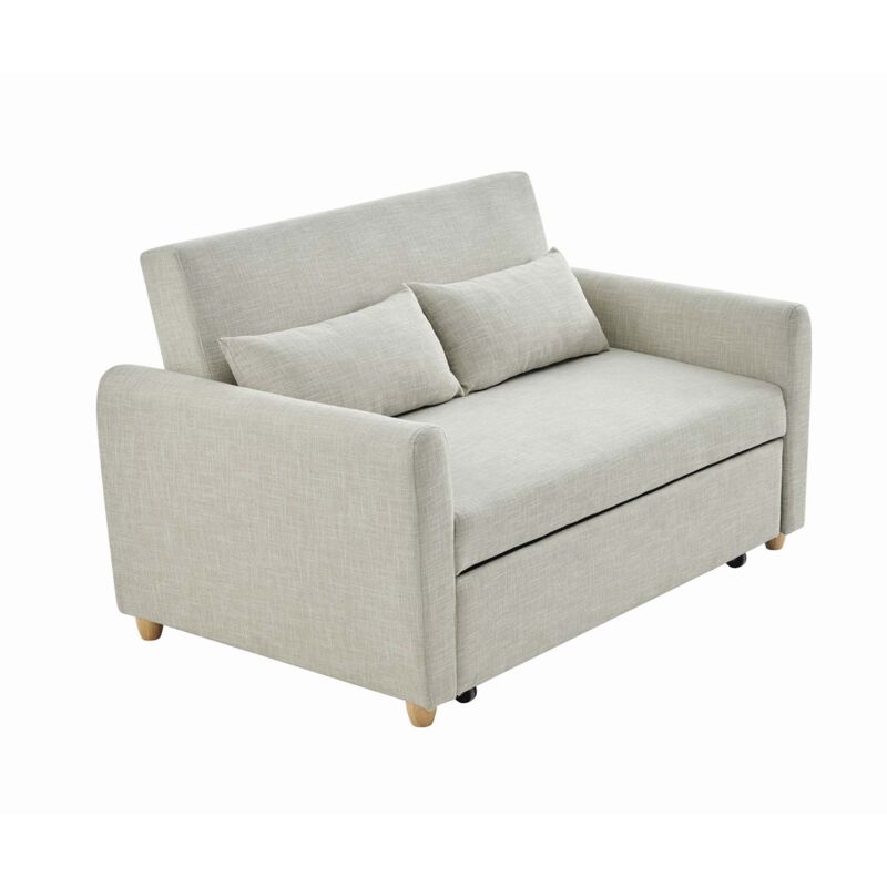Mobilier Deco - kaya - Canapé 2 places convertible scandinave en tissu beige