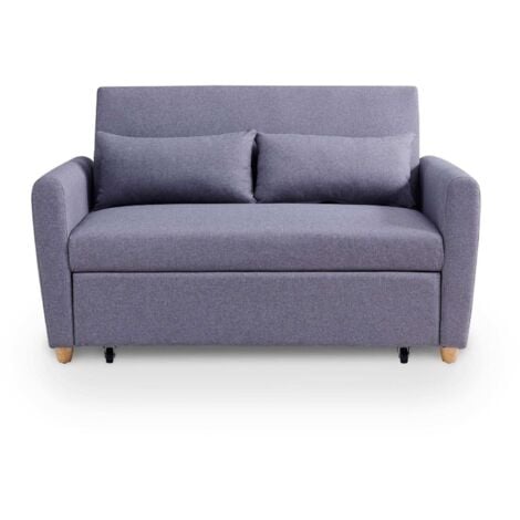 KAYA - Canapé 2 places convertible scandinave en tissu gris